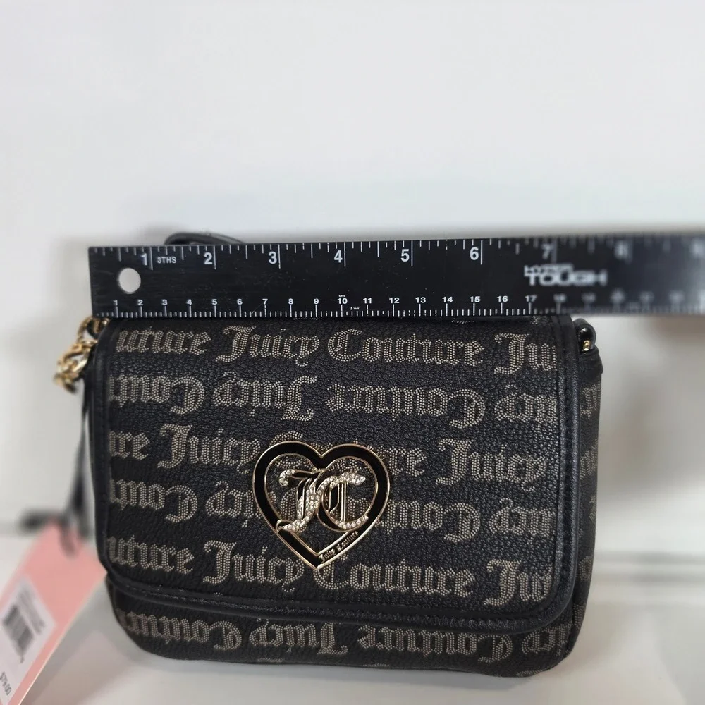 Juicy Couture Gothic Dots Flawless Flap‎ Crossbody Bag Black Taupe Y2K 11JCCL5JC